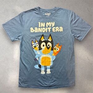 Bluey In My Bandit Era Graphic T-Shirt‎ Blue Mens Size Medium 100% Cotton Tee